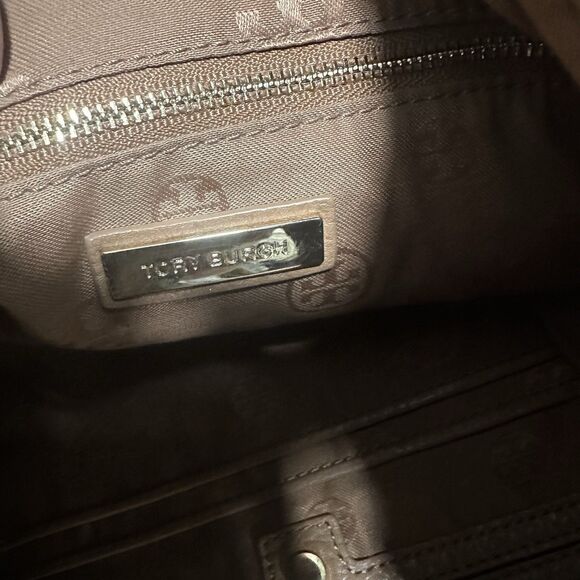 Tory Burch Ivy Hobo Shoulder Bag Brown Pebbled Leather Zip Around Expands - Picture 5 of 7